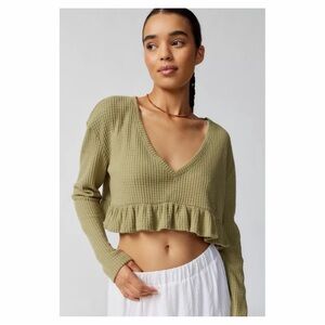 New! URBAN OUTFITTERS • Out From Under Anya Cozy Babydoll Top in Green